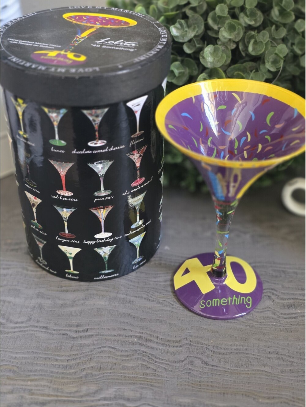 Lolita Hand-Painted Martini Glass - "40 Something" - Birthday Gift Over The Hill
